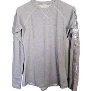 Nike Running Dri-Fit Top in Light Gray with Silver Arm Detail